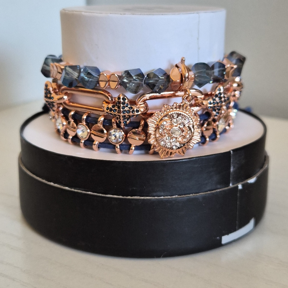Elegant Rose Gold and Blue Bracelet Set